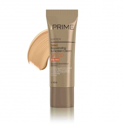 کرم ضدآفتاب رنگی ضدچروک و فاقد چربی پرایم، با SPF50